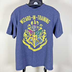 Harry Potter Blue Wizard in Training Hogwarts Crest Short Sleeve T-Shirt Youth L
